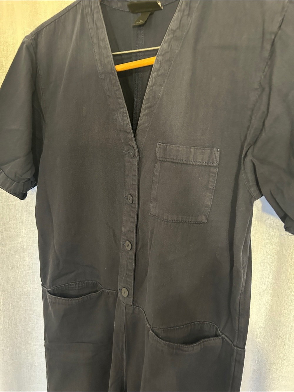Navy Short-Sleeve Utility Jumpsuit - Picture 2 of 3